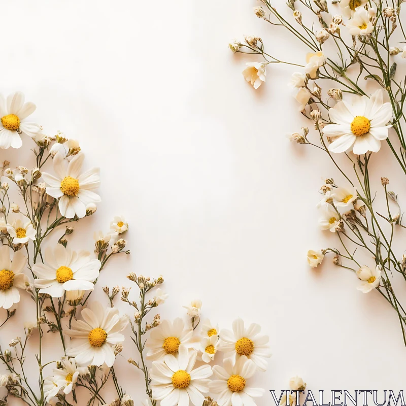 Minimalistic Daisy Arrangement with Soft Background AI Image