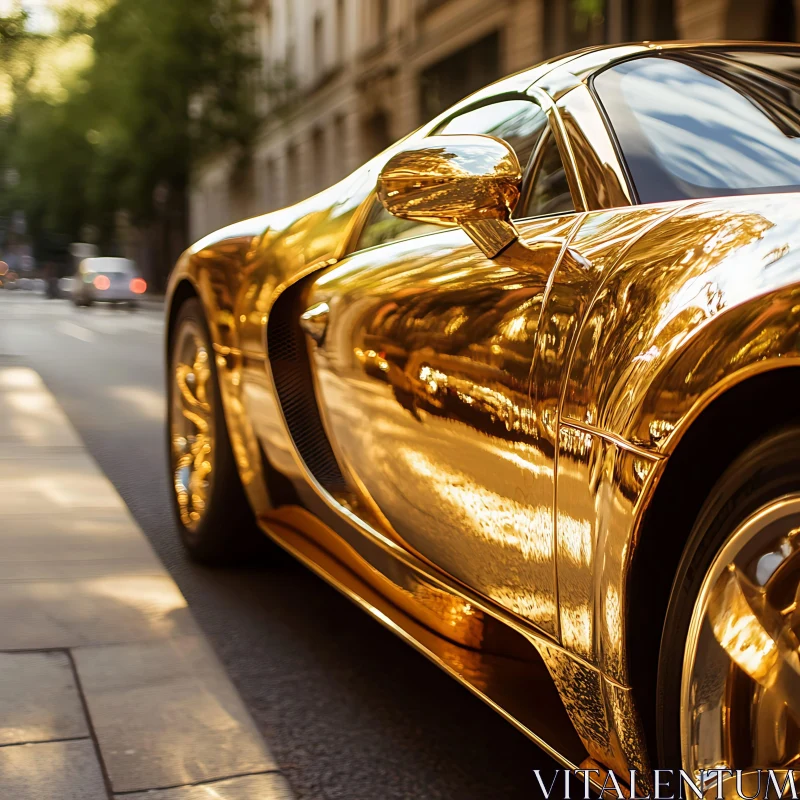 AI ART Urban Elegance with Gold Car