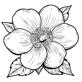 Detailed Flower Line Drawing in Monochrome