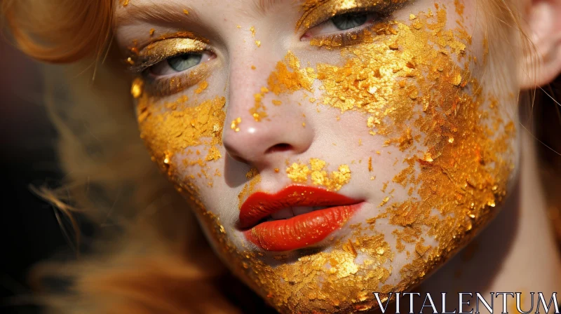 Captivating Portrait of a Person in Gold and Glitter AI Image