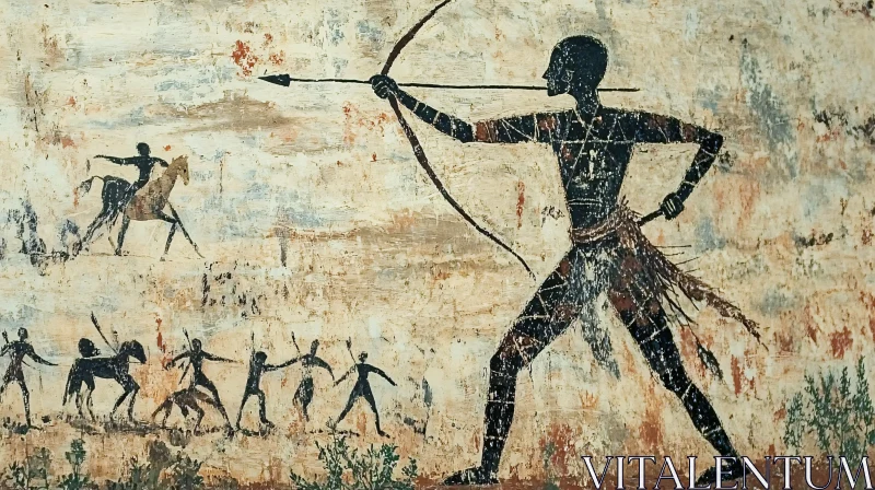 Cave Art of Prehistoric Archery AI Image