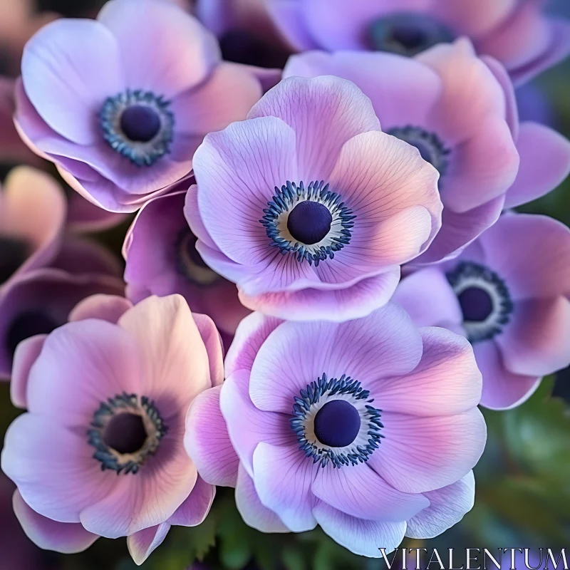 Intricate Detail of Purple and Pink Flowers AI Image