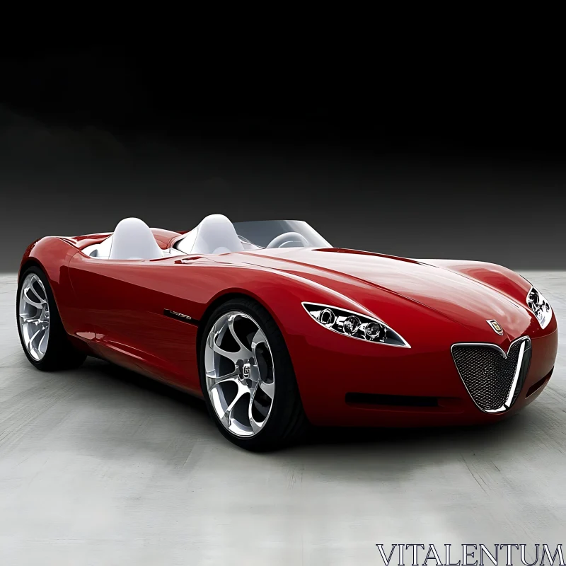 Stylish Red Convertible Sports Car with White Interior AI Image