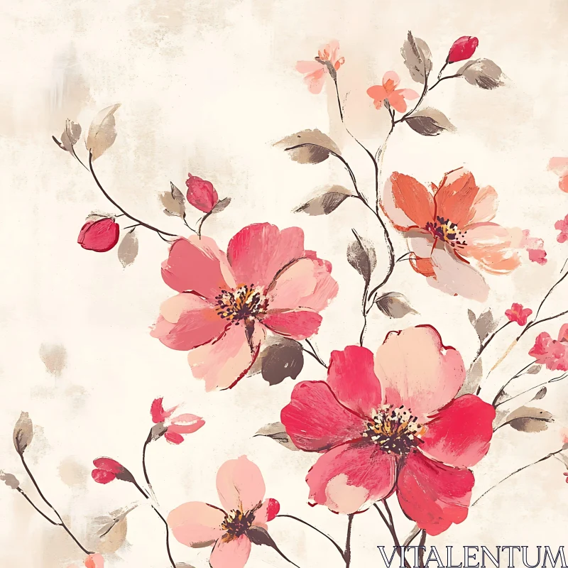 AI ART Graceful Floral Art in Watercolor