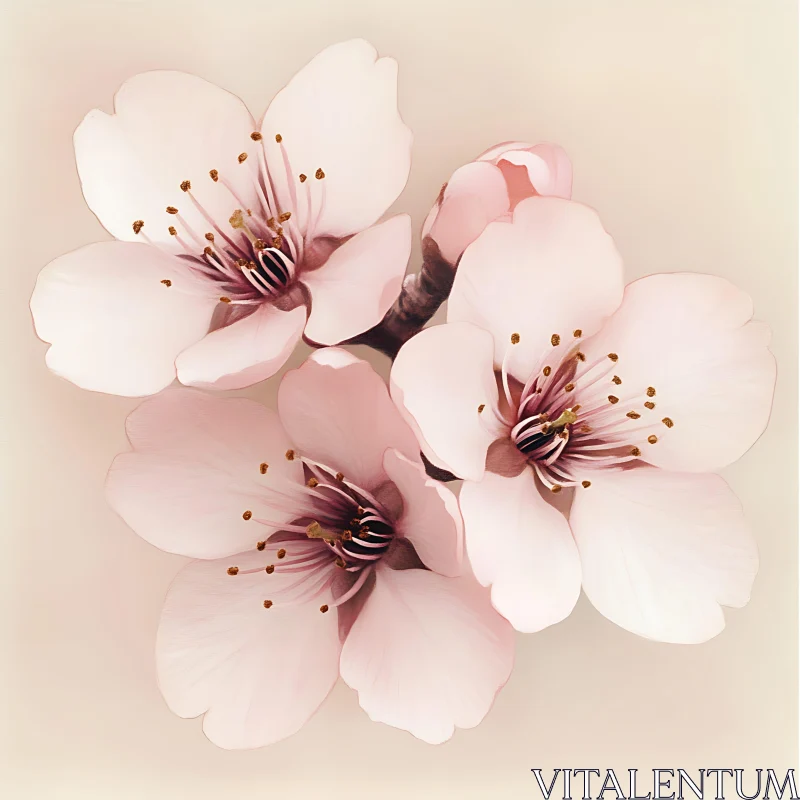 Delicate Pink Cherry Blossoms AI Image