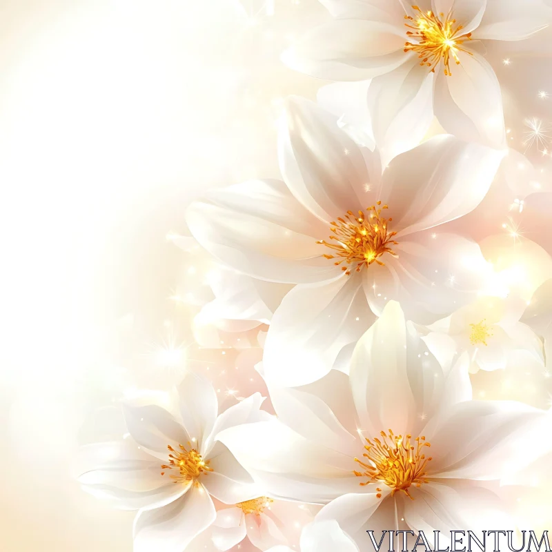 Serene White Floral Arrangement with Sparkles AI Image