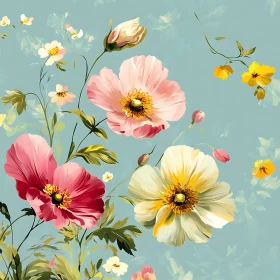 Intricate Floral Painting in Soft Colors