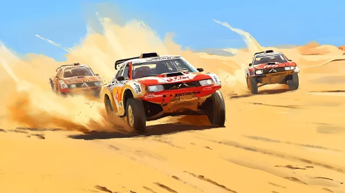 Intense Off-Road Desert Rally Competition