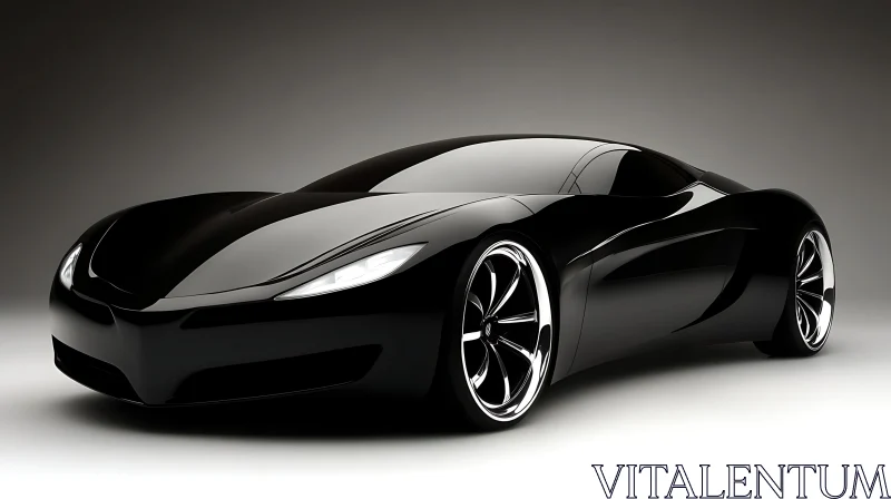 Contemporary Black Sportscar with Glossy Finish AI Image