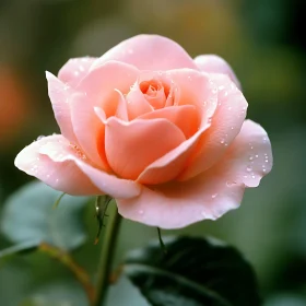 Delicate Pink Rose with Dewy Petals