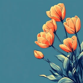 Blooming Orange Tulips Art