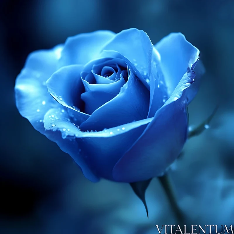 Detailed View of a Blue Rose AI Image