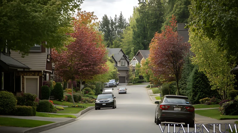 Charming Suburban Street with Modern Houses AI Image