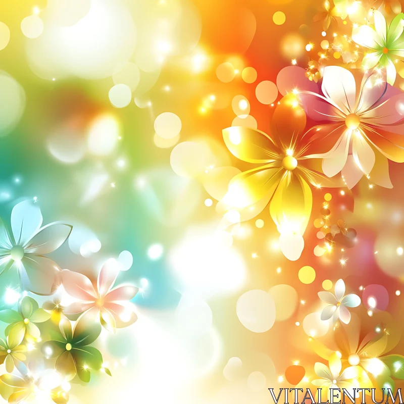 AI ART Radiant Flowers with Bokeh Lights