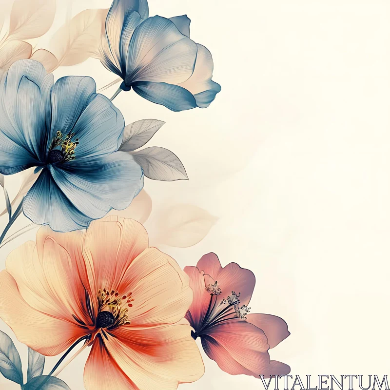 AI ART Delicate Flowers in Soft Pastel Colors