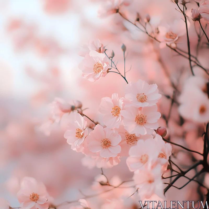 Tender Pink Flower Blossoms AI Image