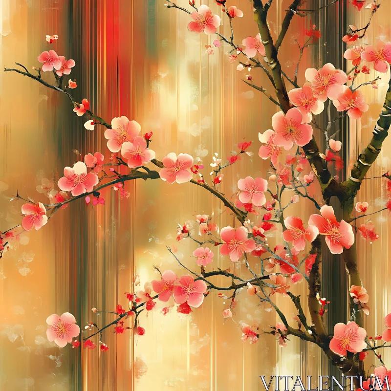 Floral Art with Cherry Blossoms AI Image