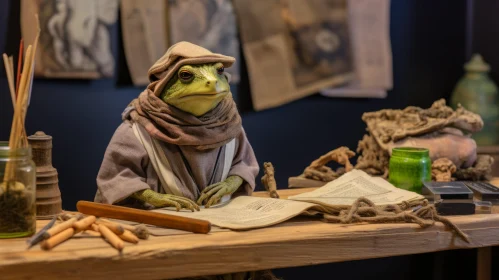 Academic Frog in Costume: A Visionary Display of Traditional Craftsmanship
