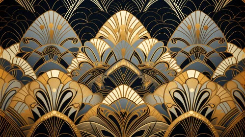 Art Deco Gold and Black Vintage Pattern - Hand-Painted Details