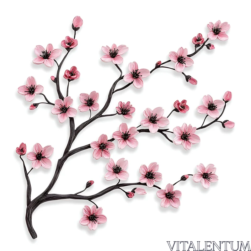 AI ART Cherry Blossom Botanical Art