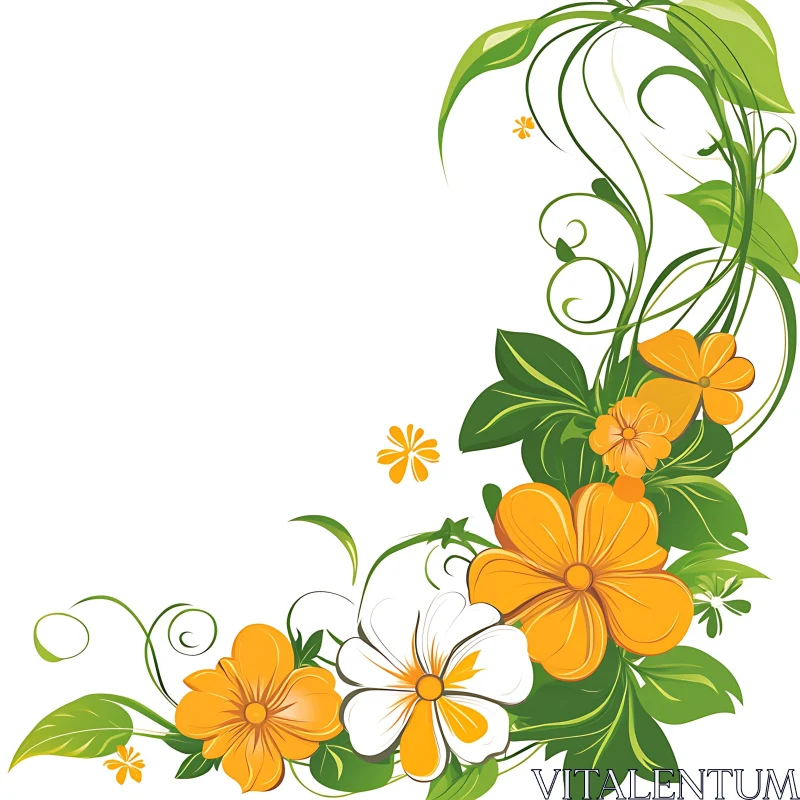 Graceful Flower and Vine Design AI Image