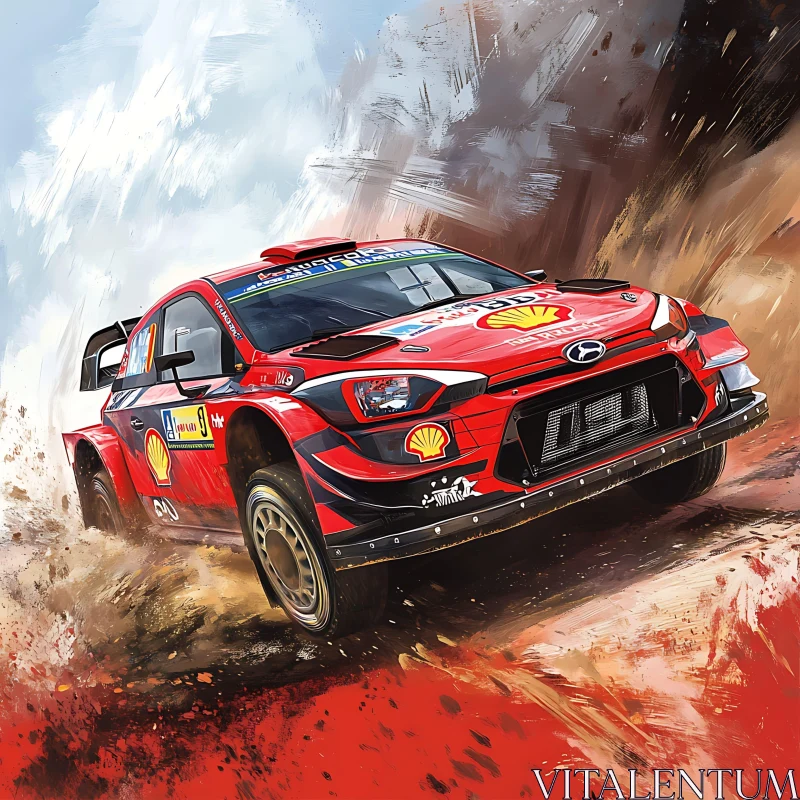 Rally Car Drifting on Dirt AI Image