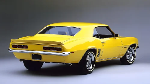 Vintage Yellow Muscle Car with Chrome Accents