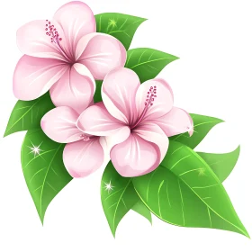 Pink Hibiscus Botanical Illustration