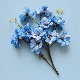 Elegant Blue Flowers on Branch