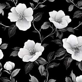 Detailed Black and White Flower Pattern