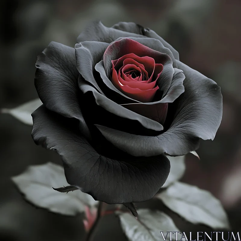 Black and Red Rose Close-Up AI Image