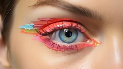 Colorful Eye Makeup: A Playful Blend of Realism and Fantasy