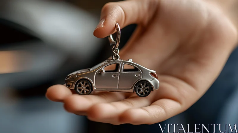 Detailed Car Keychain in Hand AI Image