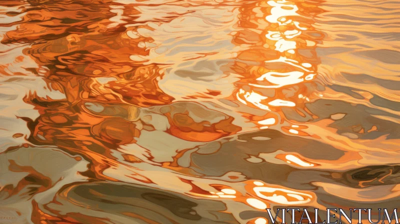 Golden Reflection: A Photorealistic View of a River at Sunset AI Image