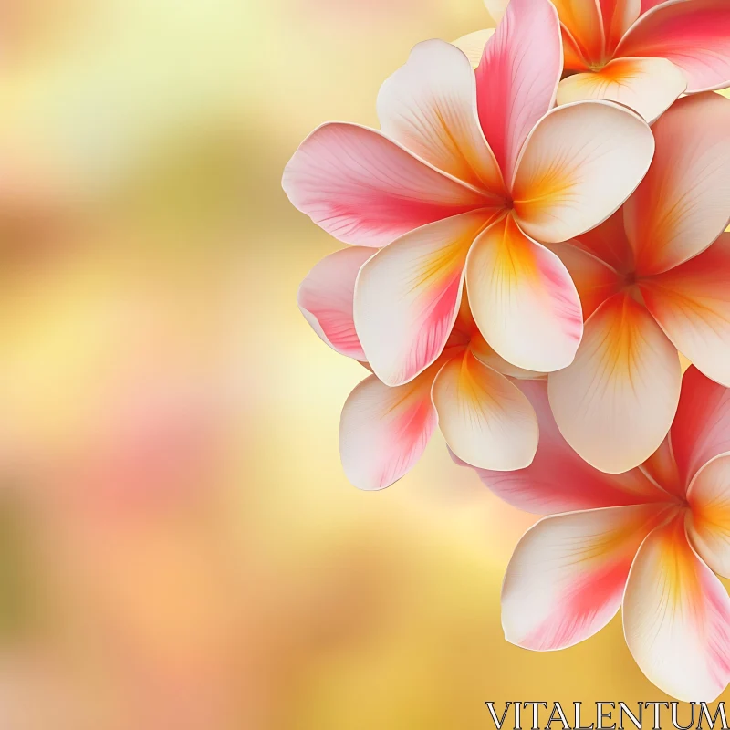 Pink and White Plumeria Blooms AI Image