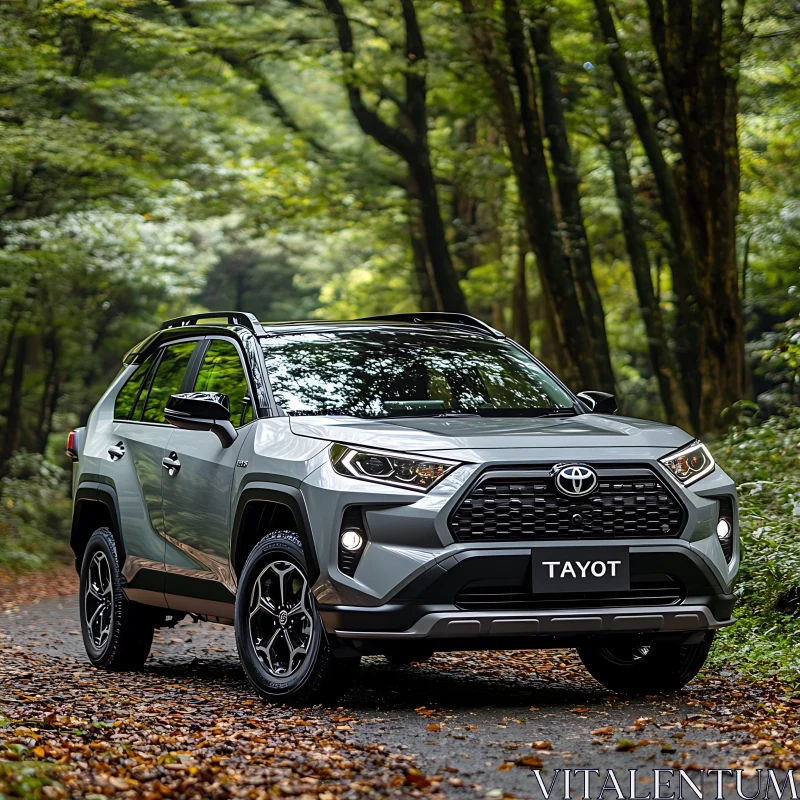 Modern SUV in Lush Greenery AI Image