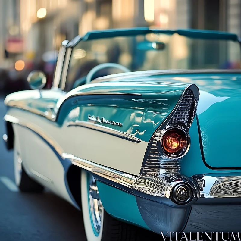 Vintage Convertible Automobile on a City Street AI Image