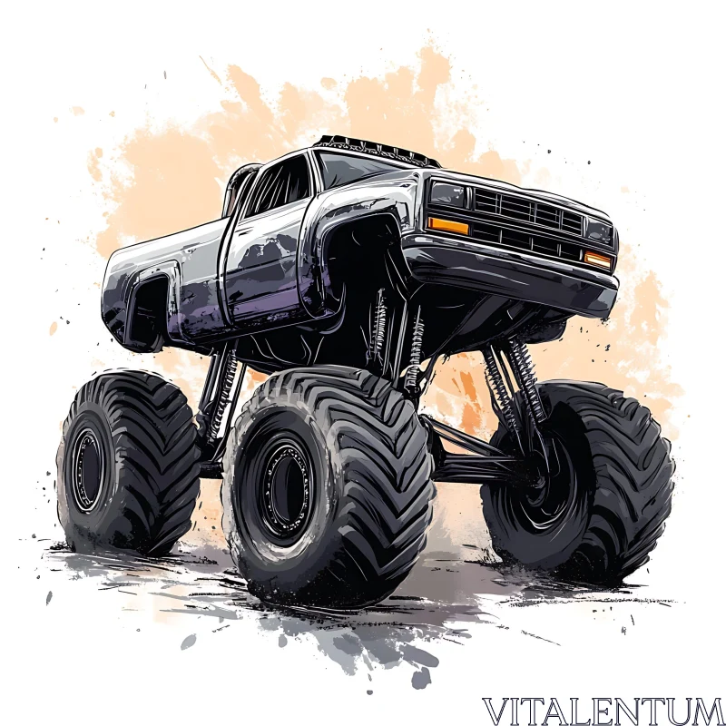 Digital Illustration of a Monster Truck AI Image