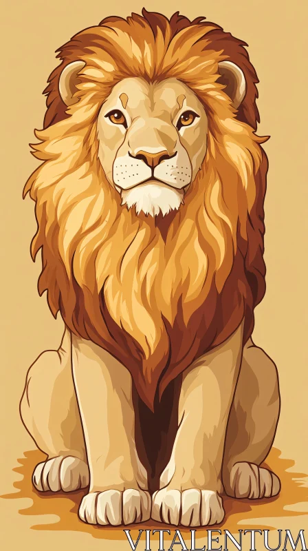 Regal Lion Portrait Art AI Image