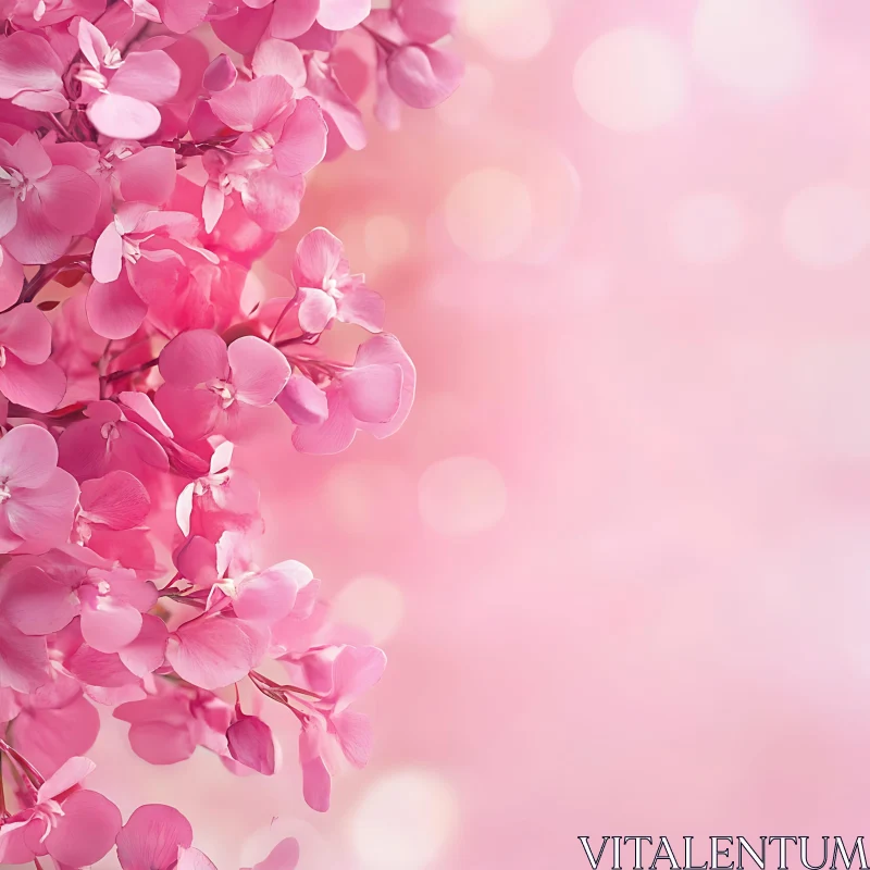 Romantic Pink Blossoms with Soft Background AI Image