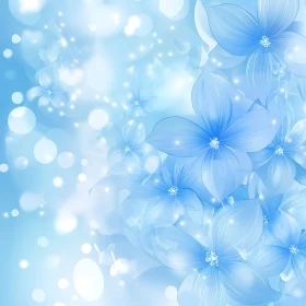 Dreamy Blue Floral Art with Sparkling Effects