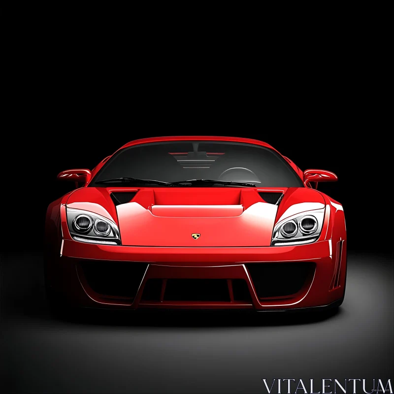 Front View of Glossy Red Sports Car AI Image