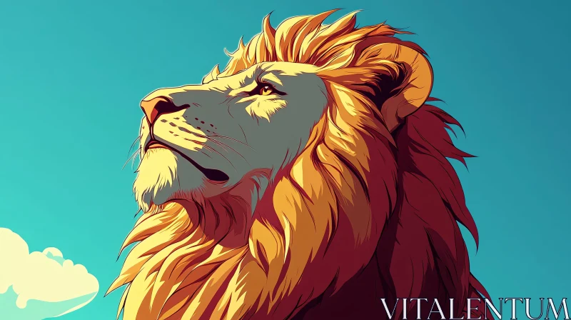 Stylized Lion Portrait Art AI Image