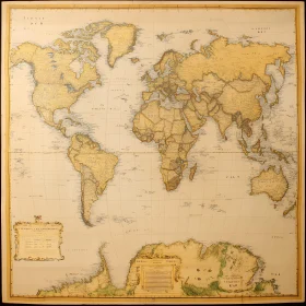 Vintage World Map with Detailed Engravings