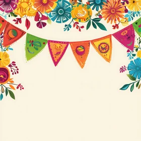 Festive Banners with Vibrant Flowers Decor