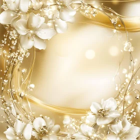 Sophisticated White and Gold Blossom Art