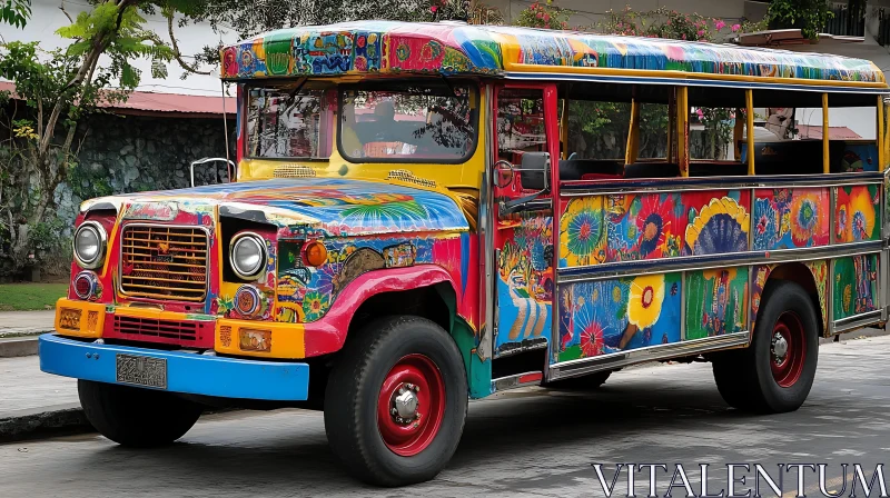 Vividly Painted Bus AI Image