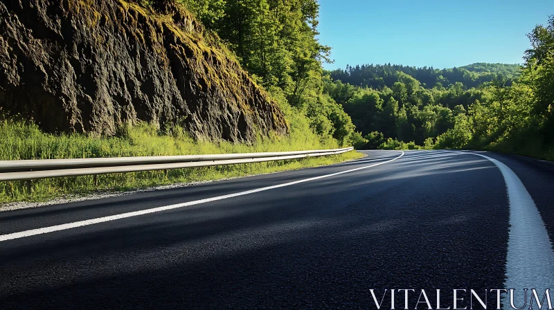 Curving Road in a Verdant Forest