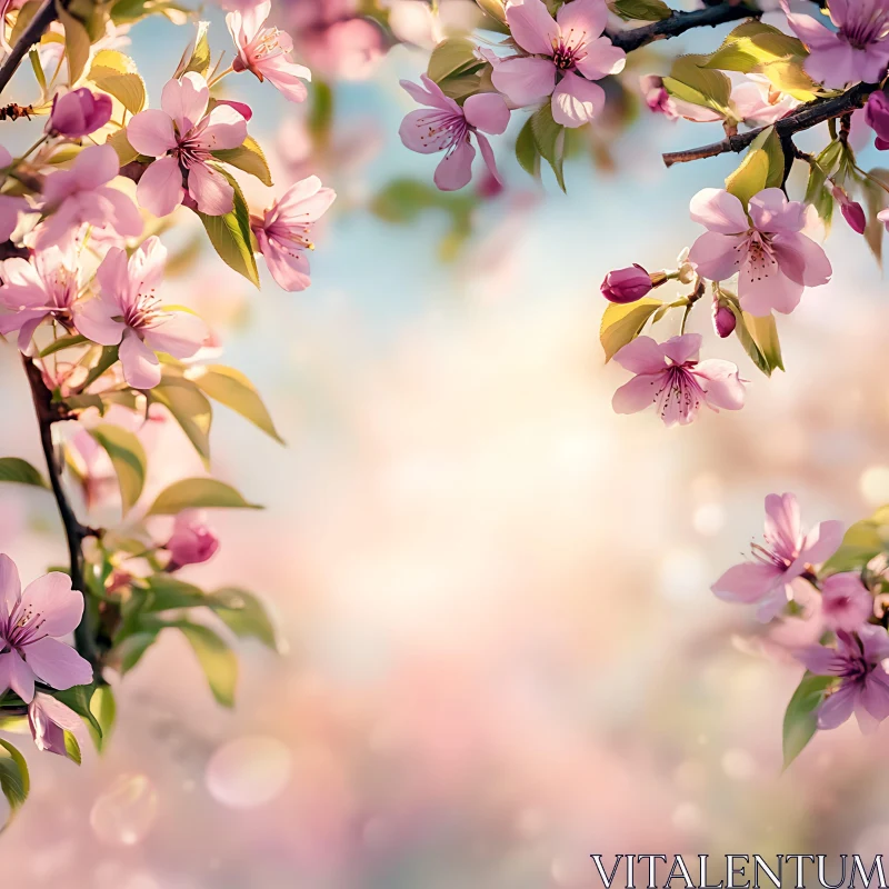 Spring Cherry Blossoms and Pastel Background Spring Cherry Blossoms and Pastel Background