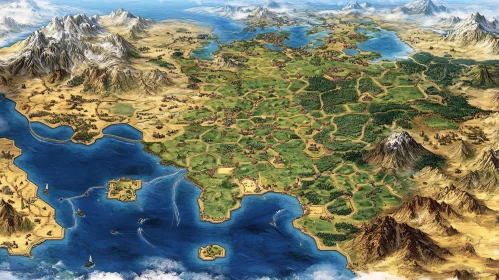 Expansive Illustrated Fantasy Map